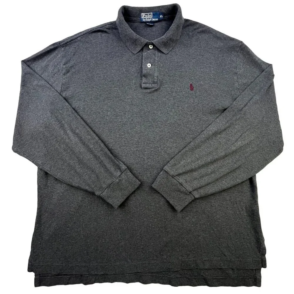 Vintage Polo Ralph Lauren Polo Shirt Men’s XL Gray Long Sleeve Preppy Cotton